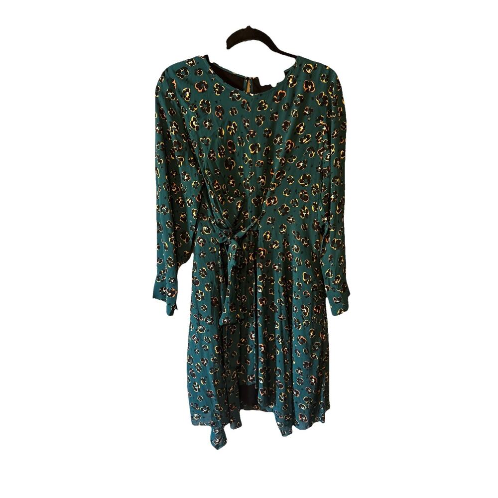 Caballero S Tie Front Fit & Flare Dress Faux Wrap, Long Sleeve, Animal Print